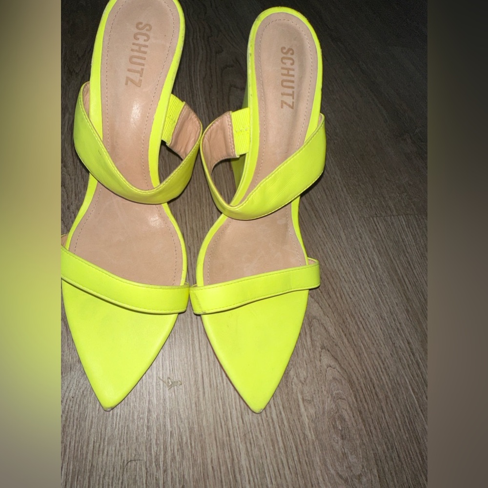 Neon Yellow Schutz Soraya Wedges